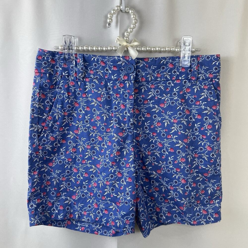 Loft Womens Size 0 Blue Pink Raspberry Flat Front 6 Inch Chino Shorts